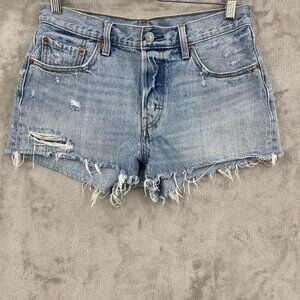 Levi's Premium 501 Button Fly Cut Off Distressed Jean Shorts Faded